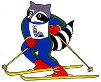 The mascot of the XIII Winter Games - the raccoon Roni